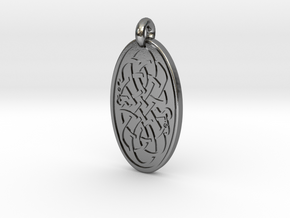 Serpent - Oval Pendant in Polished Silver