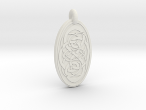 Knotwork - Oval Pendant in White Natural Versatile Plastic