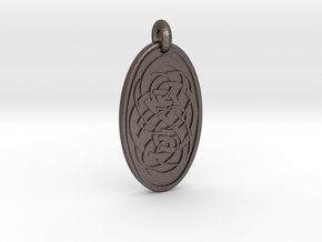 Knotwork - Oval Pendant in Polished Bronzed-Silver Steel