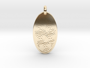 Spirals - Oval Pendant in 14k Gold Plated Brass