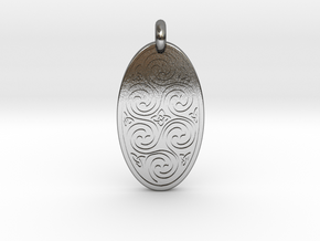 Spirals - Oval Pendant in Polished Silver