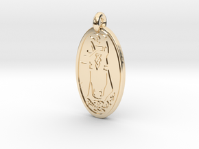 Horse - Oval Pendant in 14k Gold Plated Brass