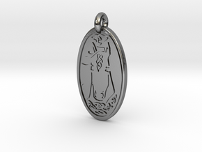 Horse - Oval Pendant in Polished Silver