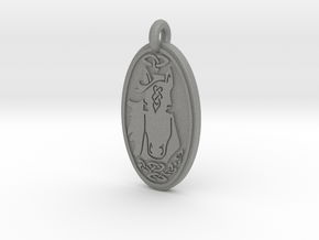 Horse - Oval Pendant in Gray PA12