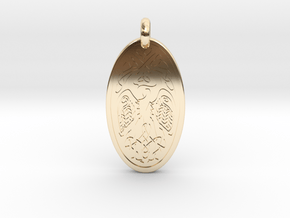 Birds - Oval Pendant in 14K Yellow Gold