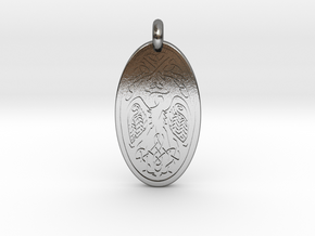 Birds - Oval Pendant in Polished Silver