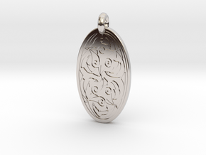 Nehalennia - Oval Pendant in Rhodium Plated Brass