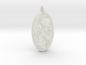 Hare - Oval Pendant in White Natural Versatile Plastic