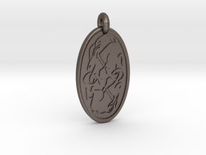 Hare - Oval Pendant in Polished Bronzed-Silver Steel
