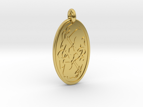 Hare - Oval Pendant in Polished Brass