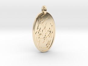 Hare - Oval Pendant in 14K Yellow Gold