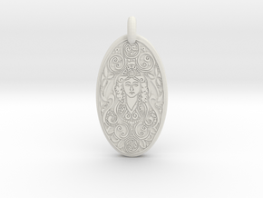 Brigantia - Oval Pendant in White Natural Versatile Plastic