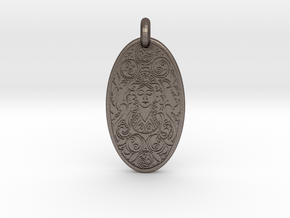 Brigantia - Oval Pendant in Polished Bronzed-Silver Steel