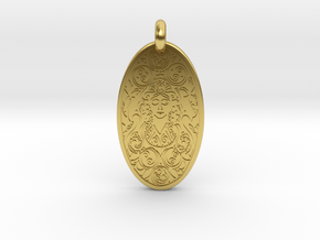 Brigantia - Oval Pendant in Polished Brass