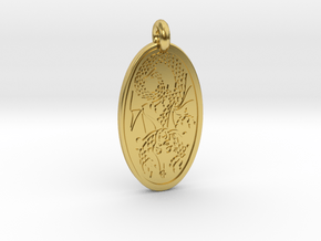 Dragon - Oval Pendant in Polished Brass