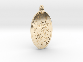 Dragon - Oval Pendant in 14k Gold Plated Brass