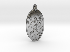 Dragon - Oval Pendant in Polished Silver