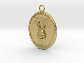 Rabbit Cameo Pendandt in Natural Brass