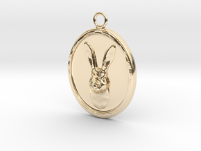 Rabbit Cameo Pendandt in 14k Gold Plated Brass