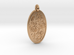 Divine Couple - Round Pendant in Polished Bronze