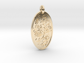 Divine Couple - Round Pendant in 14k Gold Plated Brass