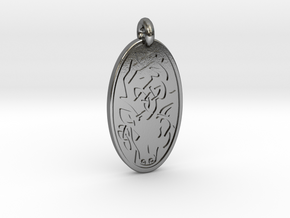 Stag - Oval Pendant in Polished Silver