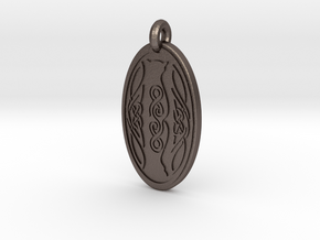 Cat - Oval Pendant in Polished Bronzed-Silver Steel
