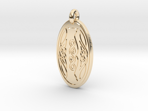 Cat - Oval Pendant in 14k Gold Plated Brass