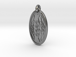 Cat - Oval Pendant in Polished Silver