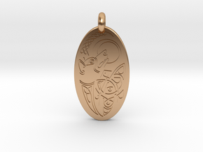 Dog - Oval Pendant in Polished Bronze