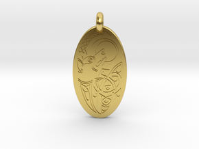 Dog - Oval Pendant in Polished Brass