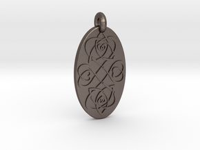 Heart - Oval Pendant in Polished Bronzed-Silver Steel