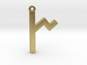 Letter TSADDI - Paleo Hebrew - with Chain Loop in Natural Brass