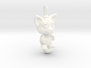 Cute fox pendant in White Processed Versatile Plastic