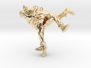 Swiss wrestling - 65mm high in 14k Gold Plated Brass