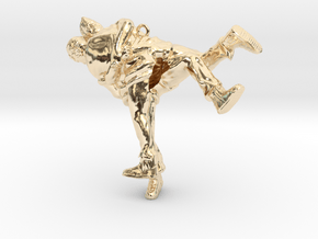 Swiss wrestling - 55mm high in 14k Gold Plated Brass