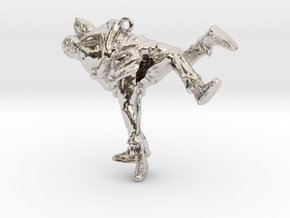 Swiss wrestling - 40mm high in Rhodium Plated Brass