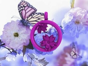Cherry Blossom 1 Inch Pendant in Purple Processed Versatile Plastic