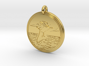 Brown Pelican Animal Totem Pendant in Polished Brass
