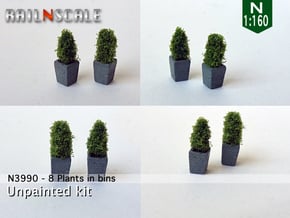 8 Plants in bins (N 1:160) in Smooth Fine Detail Plastic