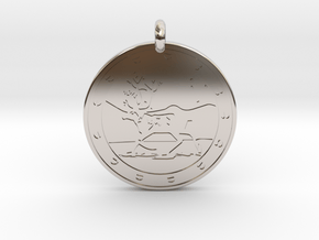 Caribou Animal Totem Pendant in Rhodium Plated Brass