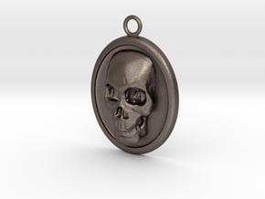 Skull Necklace in Polished Bronzed-Silver Steel