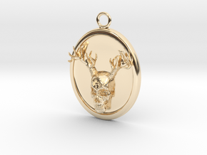 Antler Skull Necklace in 14K Yellow Gold