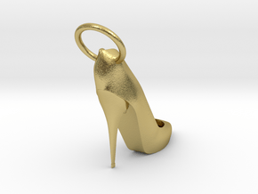 Right Foot Heel Earring in Natural Brass