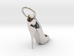 Right Foot Heel Earring in Rhodium Plated Brass