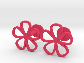 Floral cufflinks in Pink Processed Versatile Plastic