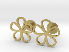 Floral cufflinks in Natural Brass