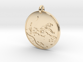 Collared Lizard Animal Totem Pendant  in 14k Gold Plated Brass