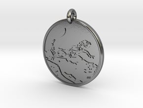 Collared Lizard Animal Totem Pendant  in Polished Silver