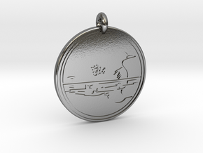 Common Loon Animal Totem Pendant   in Polished Silver